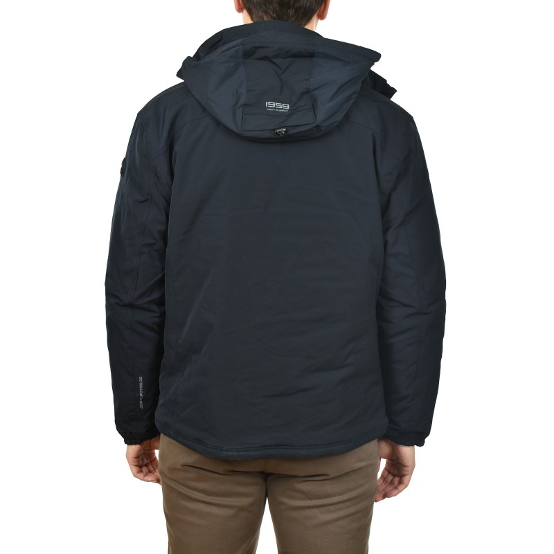 Navy & Green Parka Jacket-Dark Blue