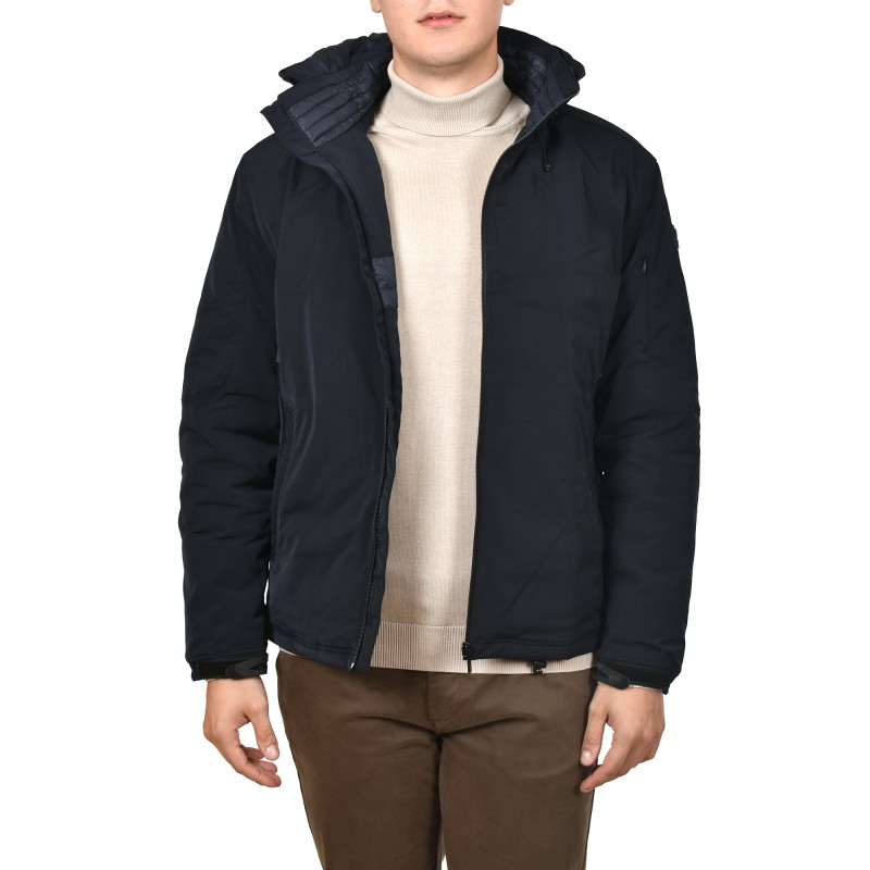Navy & Green Parka Jacket-Dark Blue