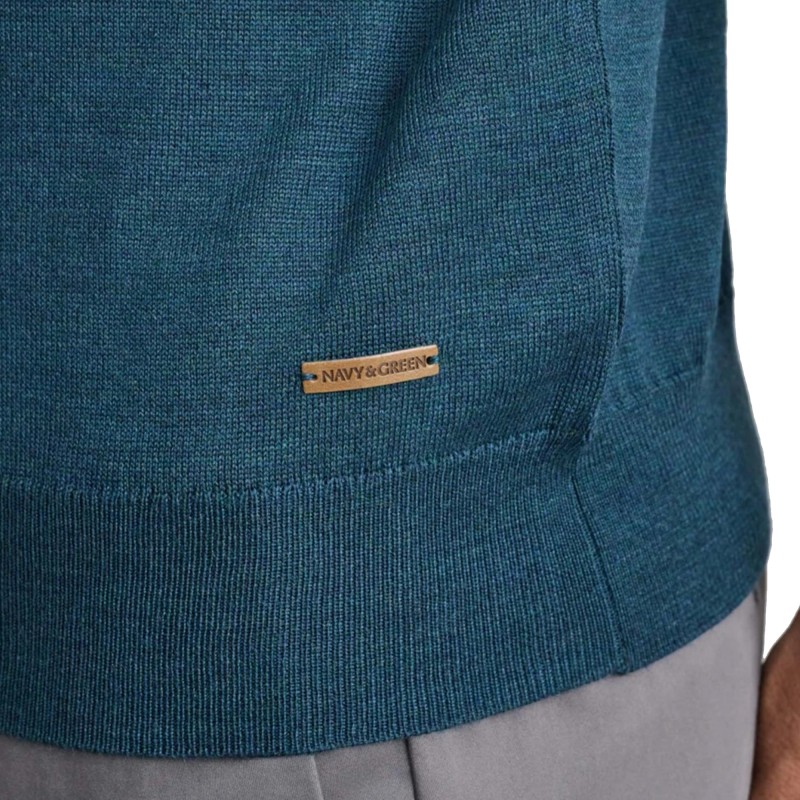 Navy & Green Knitted Necklace Merino-Deep Atlantic