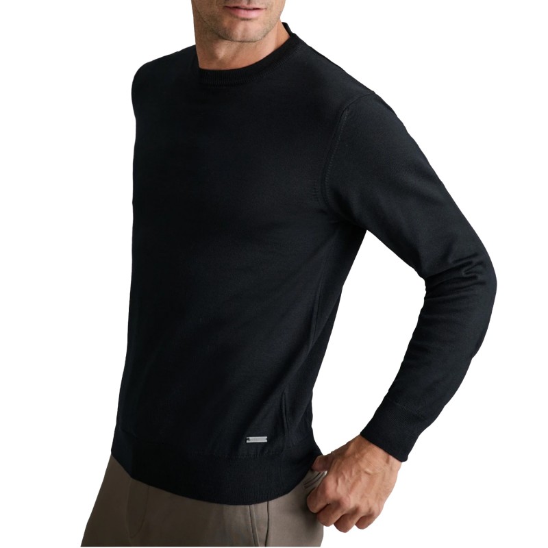 Navy & Green Sweater Knit Crewneck-Black Ink Navy & Green Sweater Knit Crewneck-Black Ink