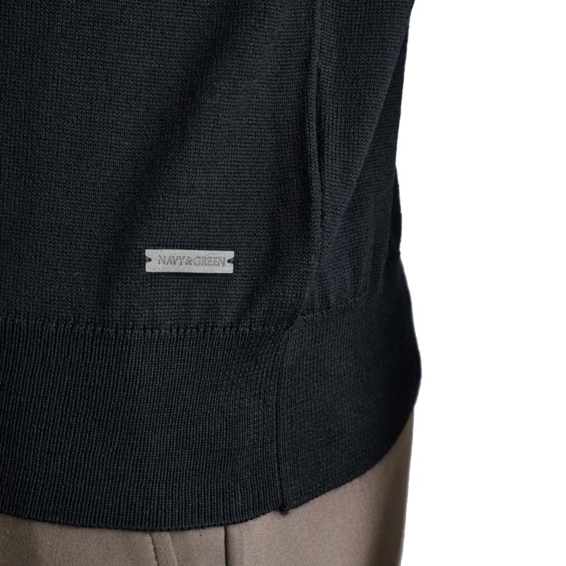 Navy & Green Sweater Knit Crewneck-Black Ink Navy & Green Sweater Knit Crewneck-Black Ink