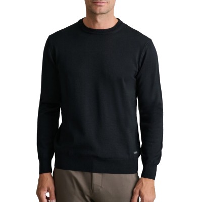 Navy & Green Sweater Knit Crewneck-Black Ink