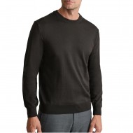 Navy & Green Sweater Knit Crewneck-Dark Coffee