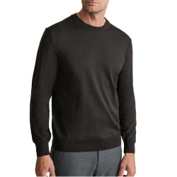 Navy & Green Sweater Knit Crewneck-Dark Coffee