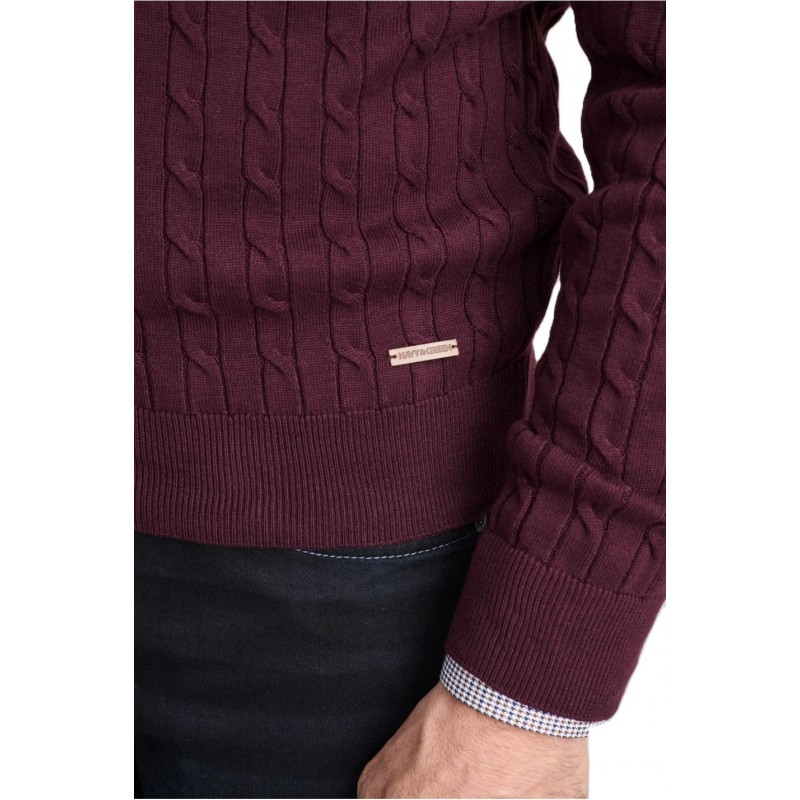 Navy & Green Sweater Cable Knit Half Zip-Dark Bordeaux Navy & Green Sweater Cable Knit Half Zip-Dark Bordeaux