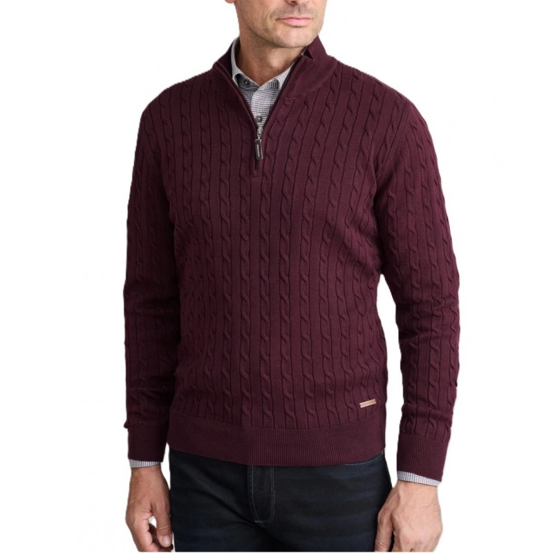 Navy & Green Sweater Cable Knit Half Zip-Dark Bordeaux Navy & Green Sweater Cable Knit Half Zip-Dark Bordeaux