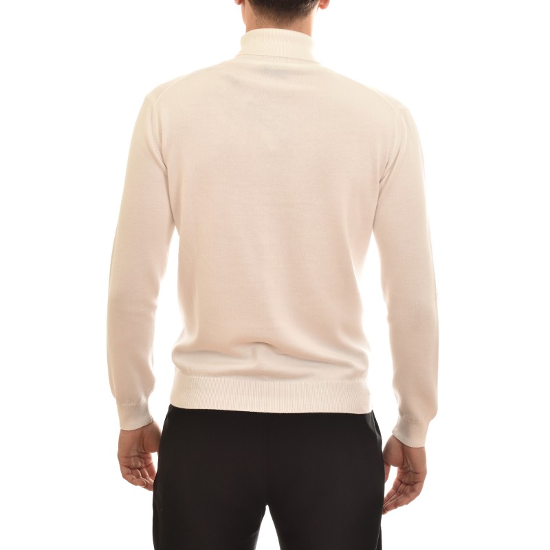Navy & Green Basic Turtleneck Sweater-Off White Navy & Green Basic Turtleneck Sweater-Off White