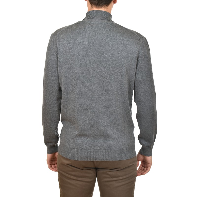 Navy & Green Turtleneck Sweater-Leaden Grey Navy & Green Turtleneck Sweater-Leaden Grey