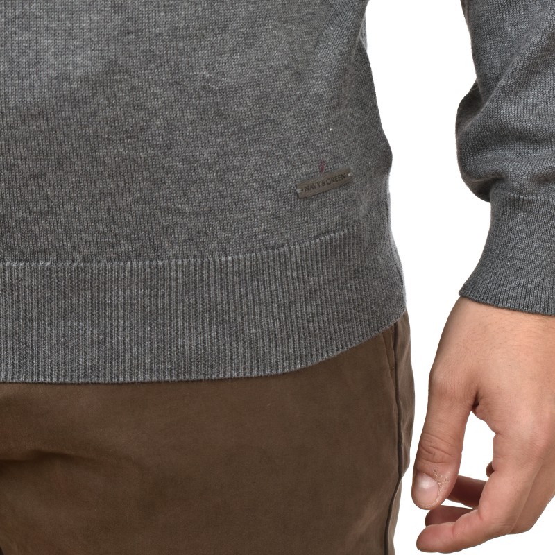 Navy & Green Turtleneck Sweater-Leaden Grey Navy & Green Turtleneck Sweater-Leaden Grey