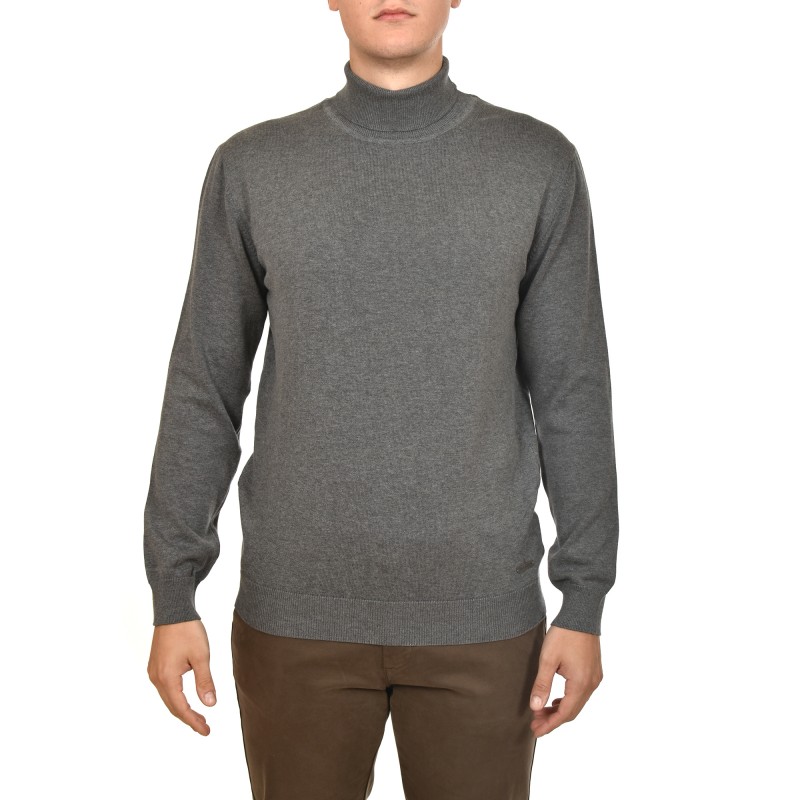 Navy & Green Turtleneck Sweater-Leaden Grey Navy & Green Turtleneck Sweater-Leaden Grey