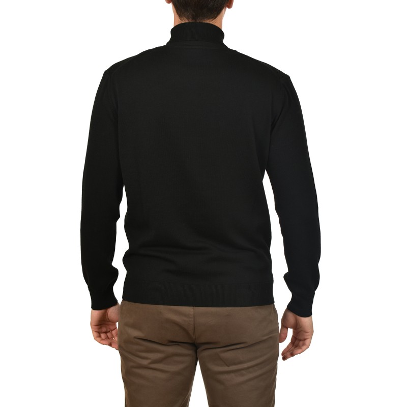 Navy & Green Turtleneck Sweater-Black Navy & Green Turtleneck Sweater-Black