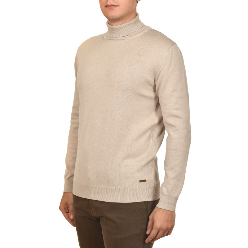 Navy & Green Turtleneck Sweater-Greige Navy & Green Turtleneck Sweater-Greige