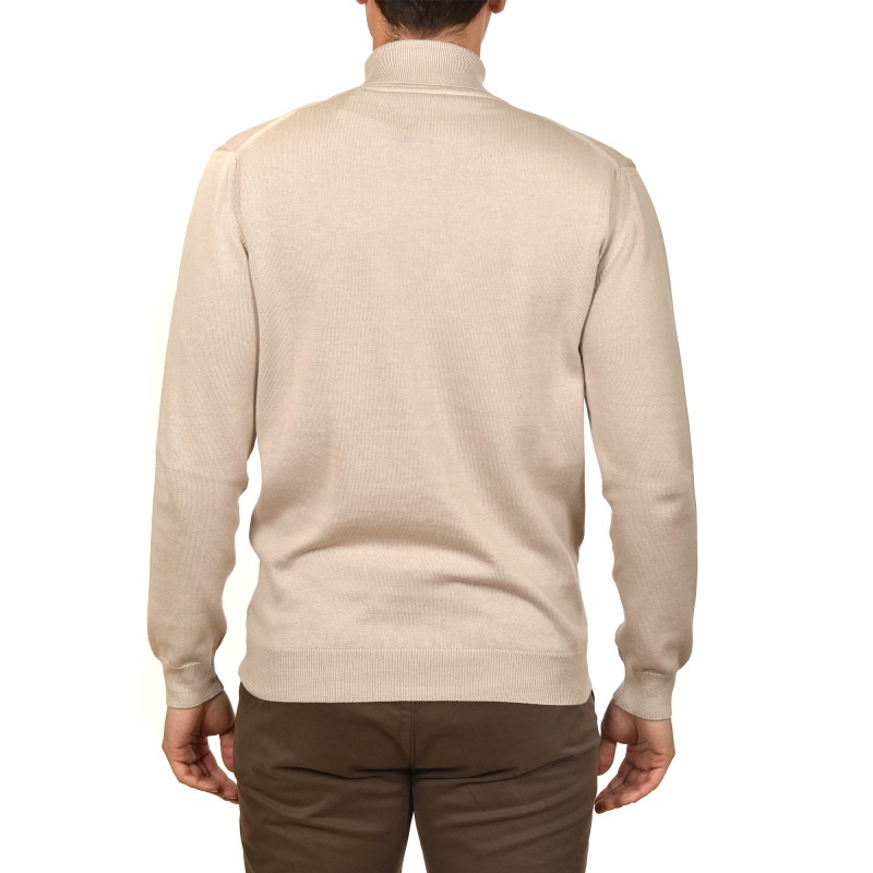 Navy & Green Turtleneck Sweater-Greige Navy & Green Turtleneck Sweater-Greige