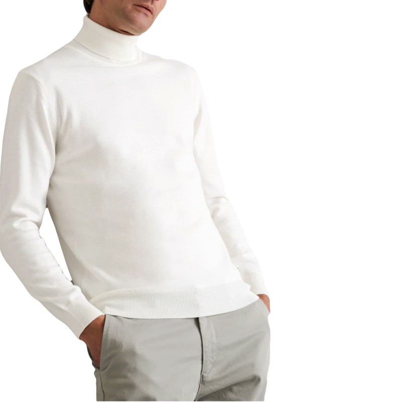 Navy & Green Turtleneck Sweater-Off White Navy & Green Turtleneck Sweater-Off White