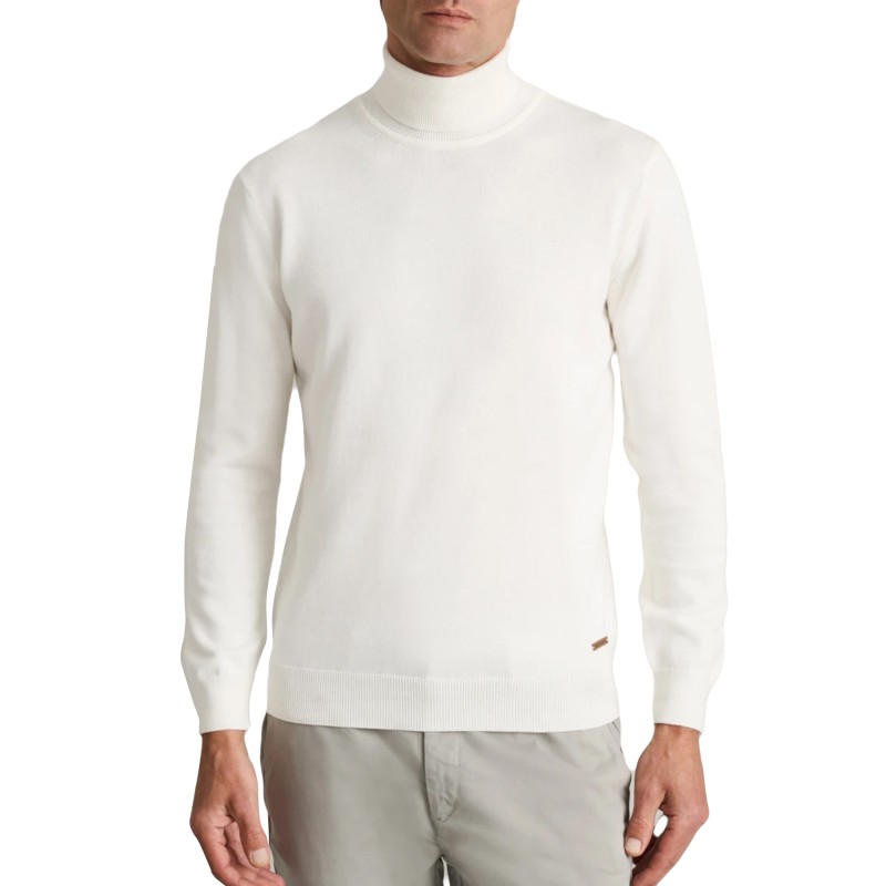 Navy & Green Turtleneck Sweater-Off White Navy & Green Turtleneck Sweater-Off White