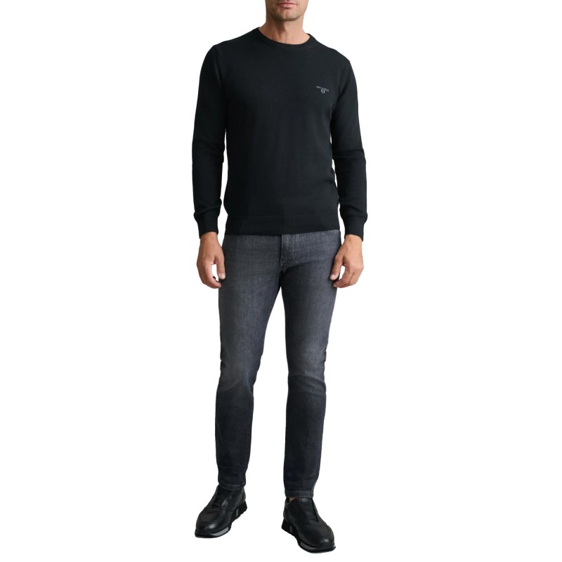 Navy & Green Sweater Crew Neck Knit Cotton-Black Navy & Green Sweater Crew Neck Knit Cotton-Black