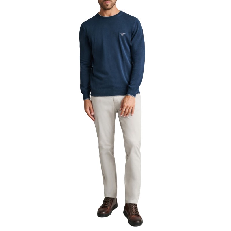 Navy & Green Sweater Long Sleeve Knit-Dark Petrol