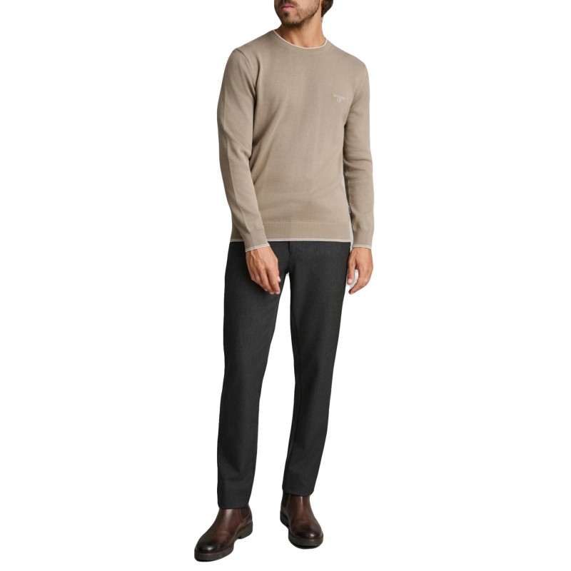 Navy & Green Sweater Long Sleeve Knit-Simply Taupe