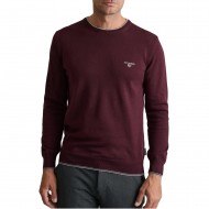 Navy & Green Sweater Crew Neck Knit Cotton-Dark Bordeaux