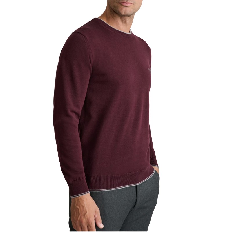 Navy & Green Sweater Crew Neck Knit Cotton-Dark Bordeaux Navy & Green Sweater Crew Neck Knit Cotton-Dark Bordeaux