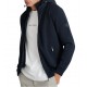 Navy & Green Cardigan Knitted With Detachable Hood-Blue Navy & Green Cardigan Knitted With Detachable Hood-Blue