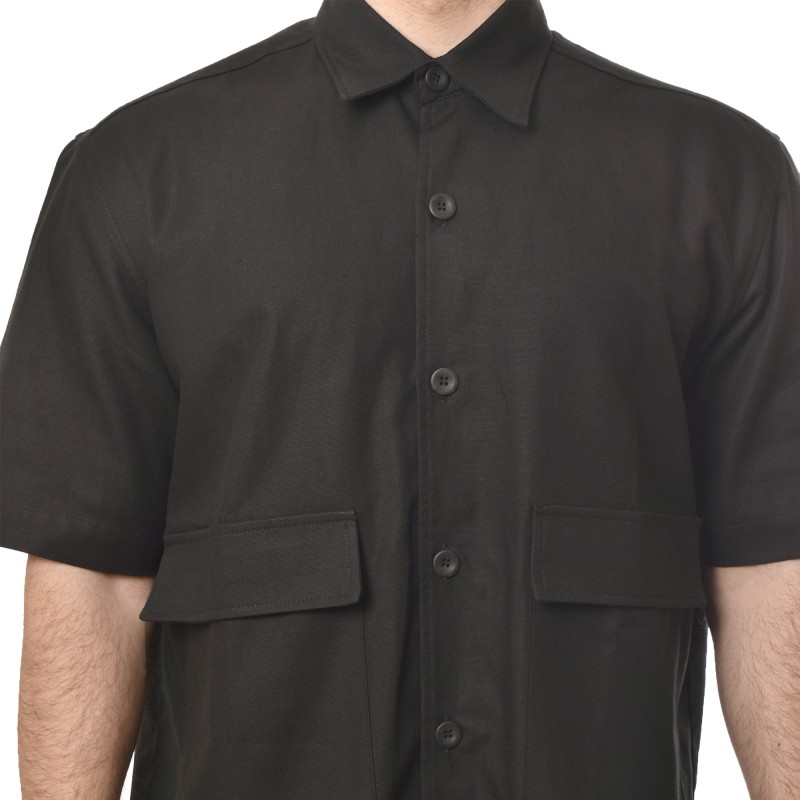 Diverse Shirt Casual Relaxed Fit With Pockets-Black