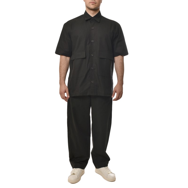Diverse Shirt Casual Relaxed Fit With Pockets-Black
