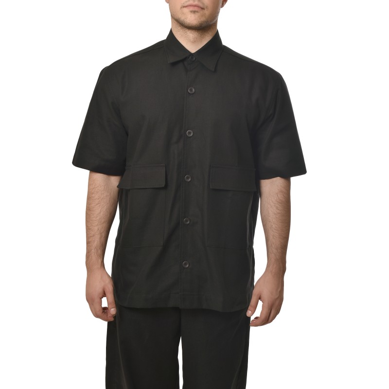 Diverse Shirt Casual Relaxed Fit With Pockets-Black