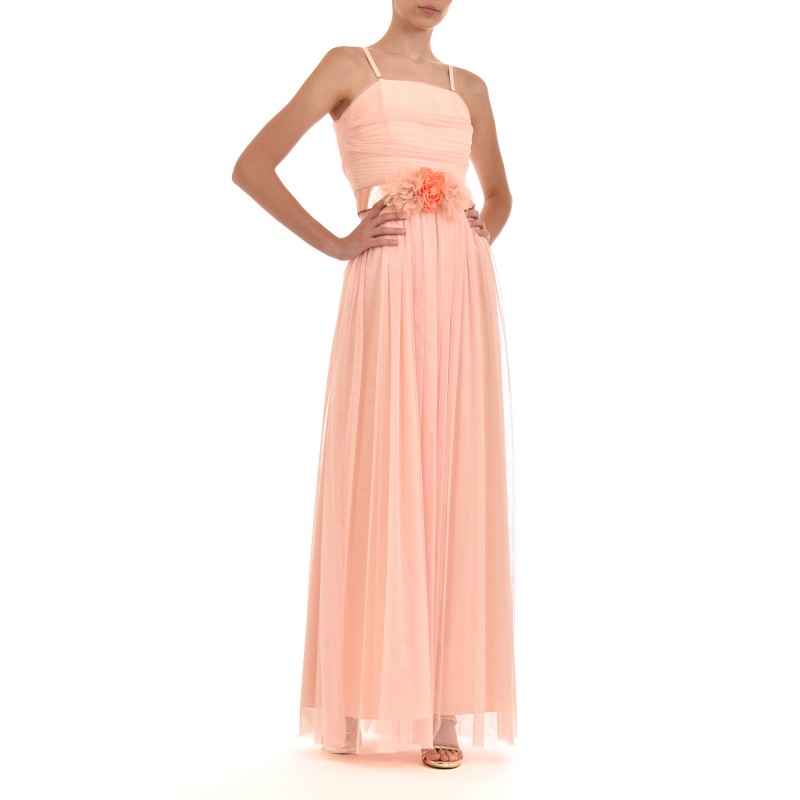 Allure Dress Maxi Tulle & Belt-Salmon