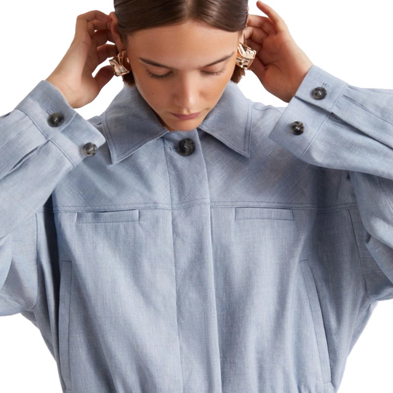 Marella Mllvirgola Jacket With Crystal Embroidered Detail-Light Blue