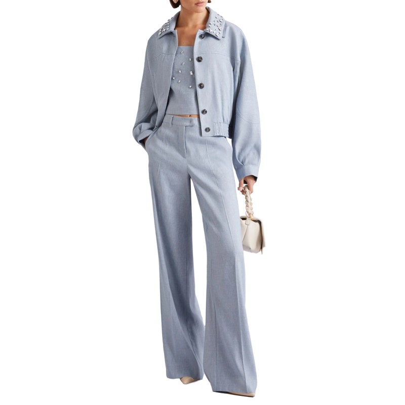 Marella Mllvirgola Jacket With Crystal Embroidered Detail-Light Blue