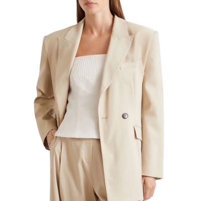 Marella Mllcampale Blazer Stretch Viscose Blend Twill-Beige