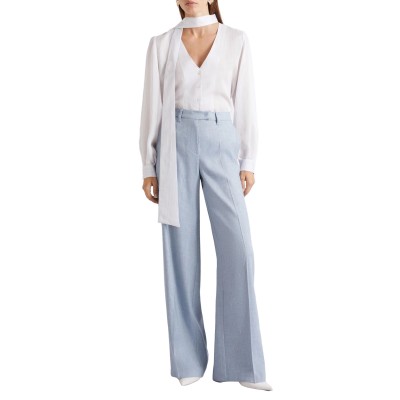 Marella Mllodino Trousers In Herringbone Patterned-Light Blue