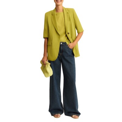 Emme Emmcorone Blazer Short Sleeve Linen-Apple Green