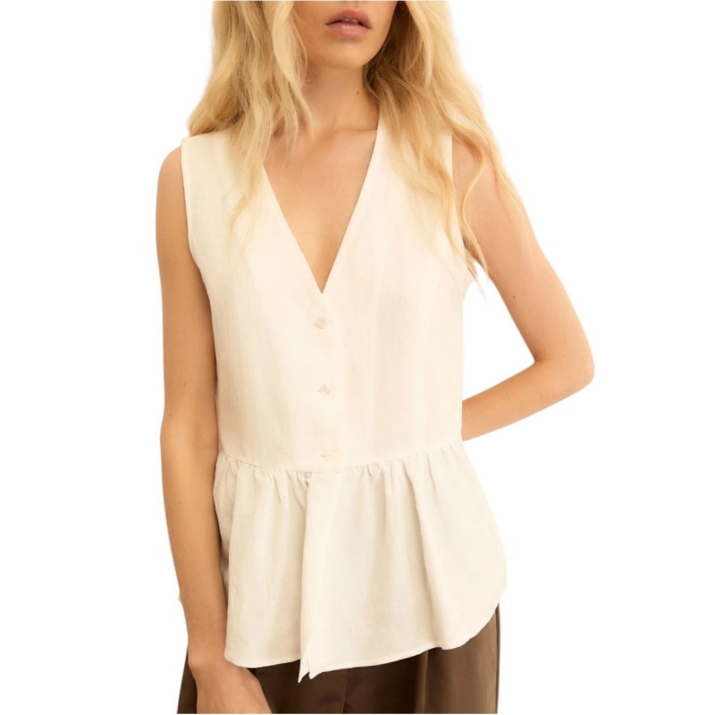 Emme Emmelmo Top V Neck Sleeveless-White