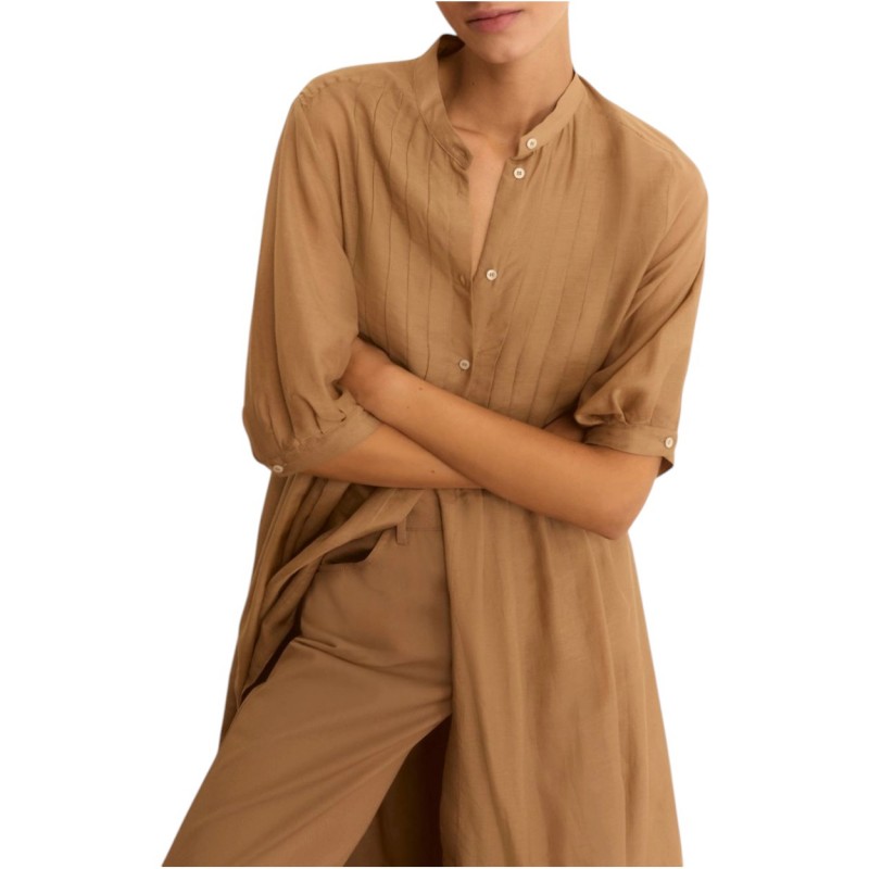 Emme Emmring Shirt Dress Longline Casacca-Camel Emme Emmring Shirt Dress Longline Casacca-Camel