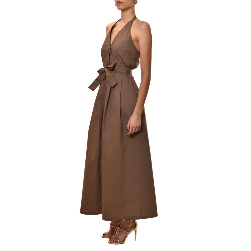 Emme Emmeroico Dress Halter Neck-Brown