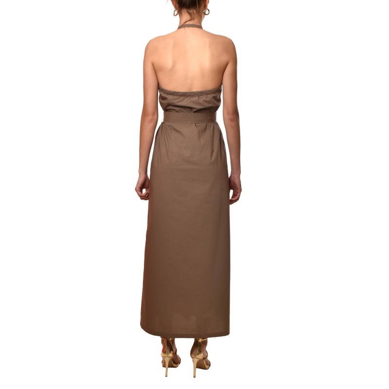Emme Emmeroico Dress Halter Neck-Brown