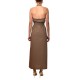 Emme Emmeroico Dress Halter Neck-Brown