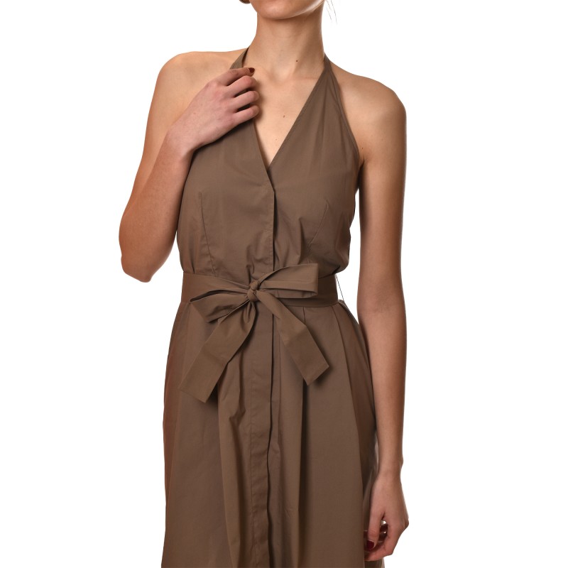 Emme Emmeroico Dress Halter Neck-Brown