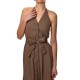 Emme Emmeroico Dress Halter Neck-Brown