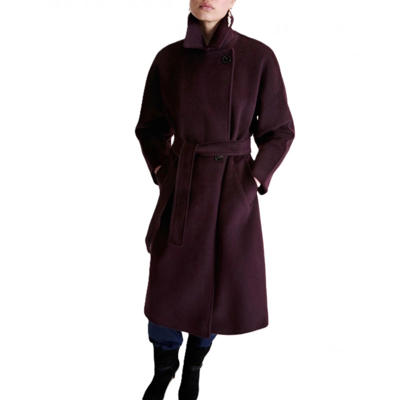 Marella Mllstarna Coat Double-Breasted Pure Wool-Melanzana Marella Mllstarna Coat Double-Breasted Pure Wool-Melanzana