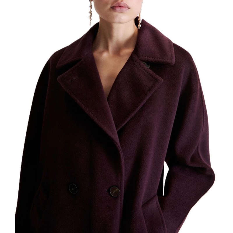 Marella Mllstarna Coat Double-Breasted Pure Wool-Melanzana Marella Mllstarna Coat Double-Breasted Pure Wool-Melanzana