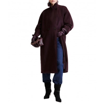 Marella Mllstarna Coat Double-Breasted Pure Wool-Melanzana Marella Mllstarna Coat Double-Breasted Pure Wool-Melanzana