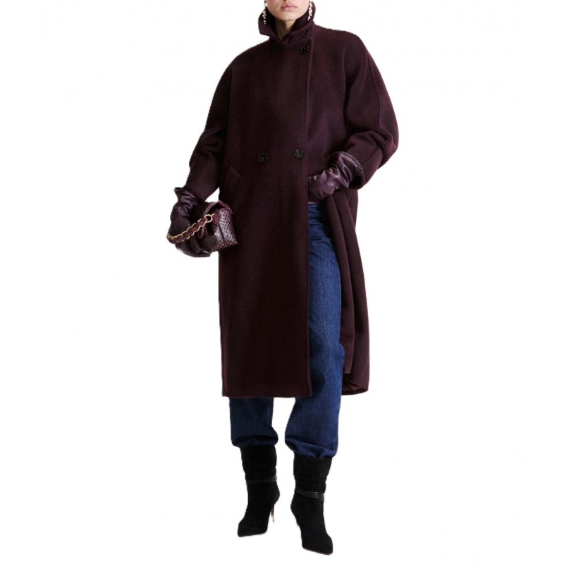 Marella Mllstarna Coat Double-Breasted Pure Wool-Melanzana Marella Mllstarna Coat Double-Breasted Pure Wool-Melanzana