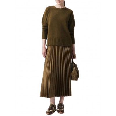 Marella Mllesodo Skirt Pleated And Elasticated Waistband With Logo-Olive