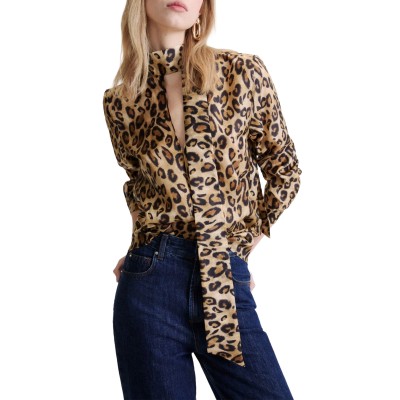 Marella Mlsnastro Shirt Habutai Silk Animal Print-Beige