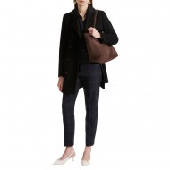 Marella Mllesordio Trousers Stretch With Ankle Slits Check Pattern-Navy