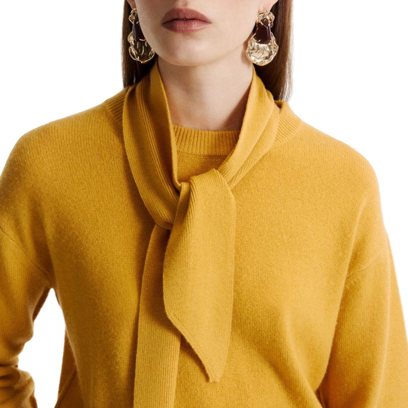 Marella Mlsgiochi Sweater Cashmere And Wool Crewneck-Gold Marella Mlsgiochi Sweater Cashmere And Wool Crewneck-Gold