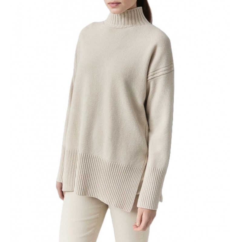 Marella Mllquota Sweater Pure Wool Mock Polo Neck-Ecru Marella Mllquota Sweater Pure Wool Mock Polo Neck-Ecru